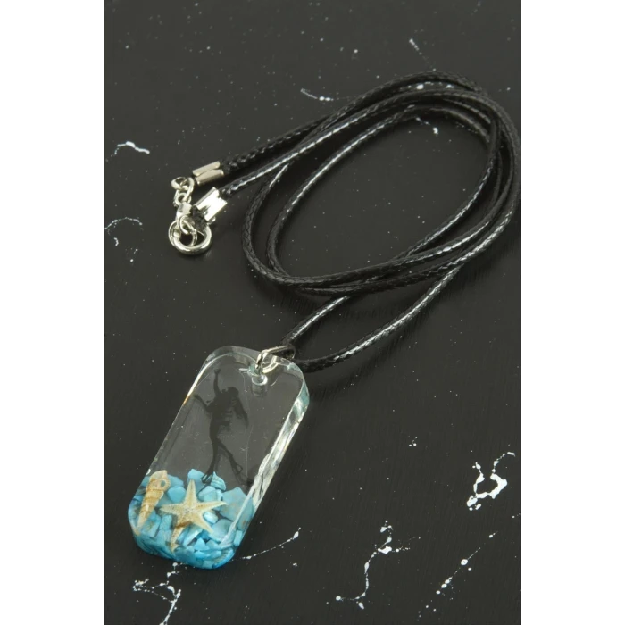 Deniz Kızı Dikdörtgen Epoksi Kolye