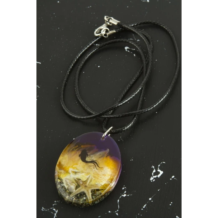 Deniz Kızı Oval Epoksi Kolye