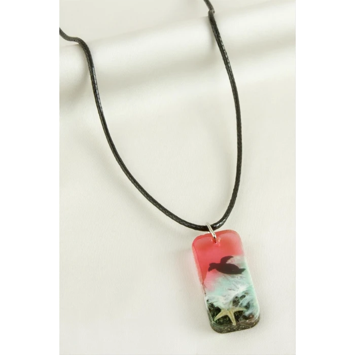 Deniz Yıldızı Dikdörtgen Epoksi Kolye