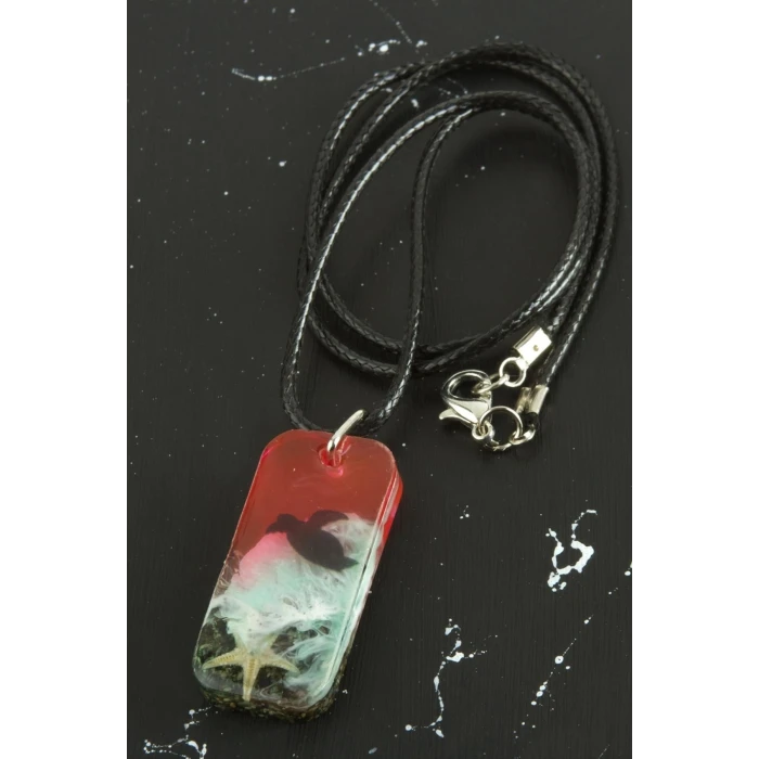 Deniz Yıldızı Dikdörtgen Epoksi Kolye