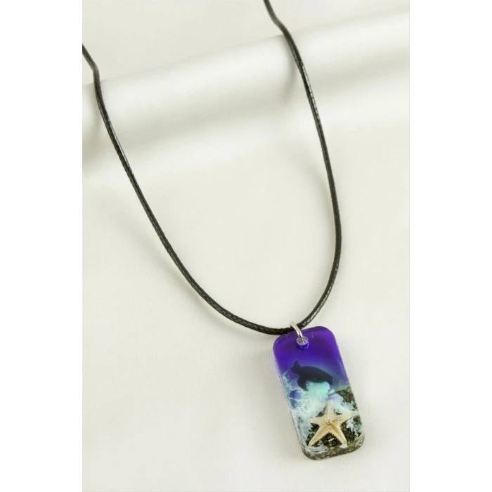 Deniz Yıldızı Dikdörtgen Epoksi Kolye
