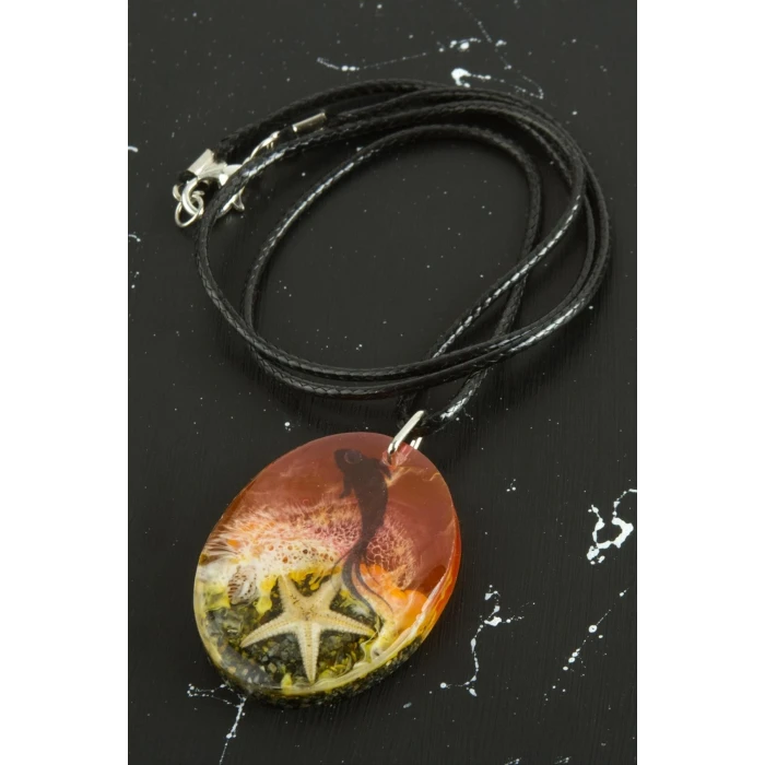Deniz Yıldızı Oval Epoksi Kolye