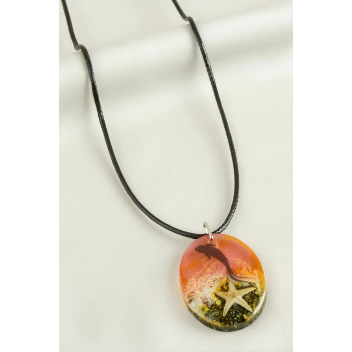 Deniz Yıldızı Oval Epoksi Kolye