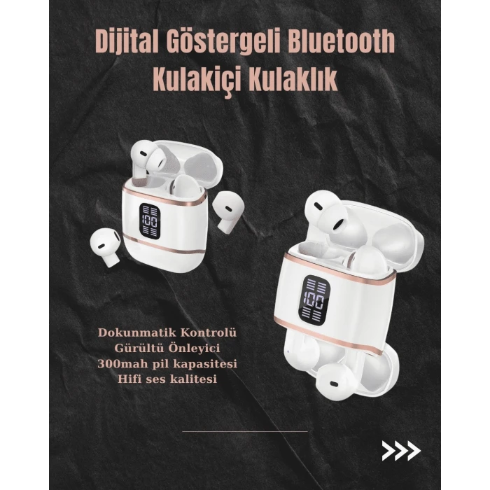 Dijital Göstergeli Bluetooth Kulakiçi Kulaklık – 4’lü Paket, Gürültü Engellemeli