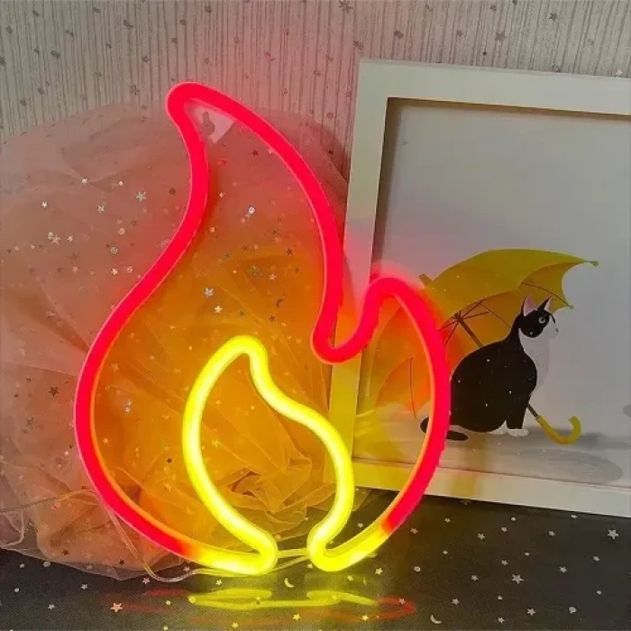 Duvara Asmalı Neon Alev Işık