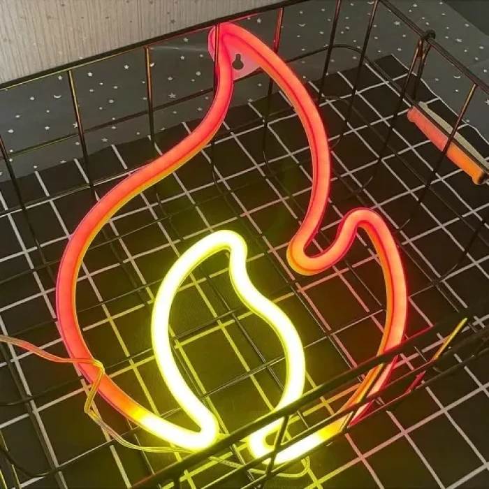 Duvara Asmalı Neon Alev Işık