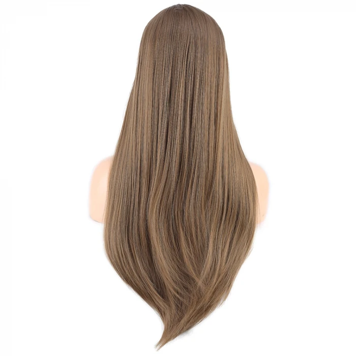 Düz Perçemli Uzun Fiber Sentetik Peruk - Bebek Kumralı