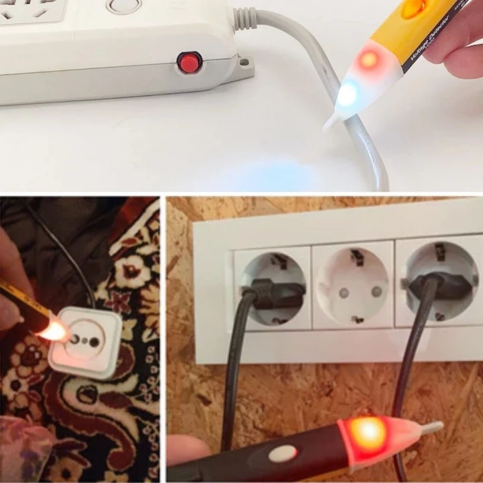 Elektrik Kaçak Dijital Kontrol Kalemi Cihazı -Dedektörlü Temassız Işıklı Kablo Voltaj Test (K95)