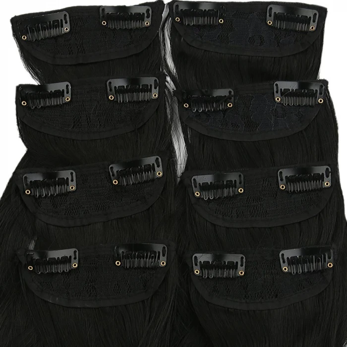 Fiber Sentetik Dalgalı 8 Parça Çıt Çıt - Siyah