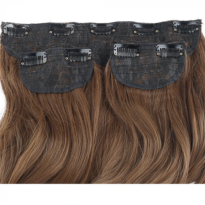 Fiber Sentetik Dalgalı Yarım Ay + 2 Yan Çıt Çıt - Kumral