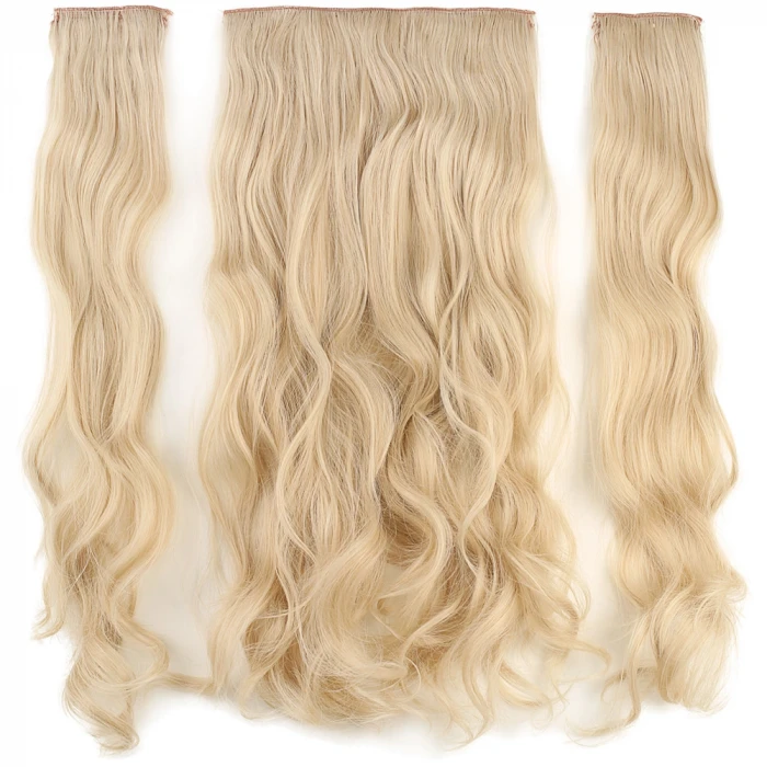 Fiber Sentetik Dalgalı Yarım Ay + 2 Yan Çıt Çıt - Kumral Beyaz Platin Röfleli