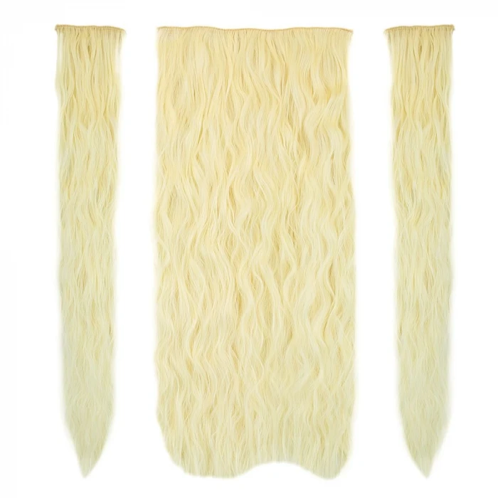 Fiber Sentetik Kabarık Dalgalı Yarım Ay + 2 Yan Çıt Çıt - Açık Platin