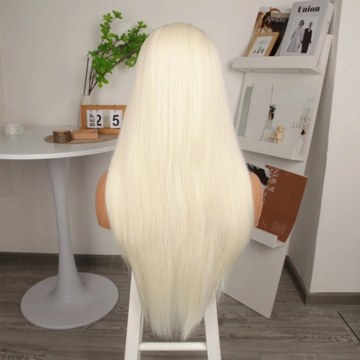 Fiber Sentetik Platin Düz Tül Peruk