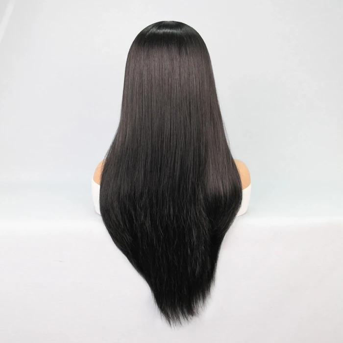 Fiber Sentetik Siyah Düz Tül Peruk