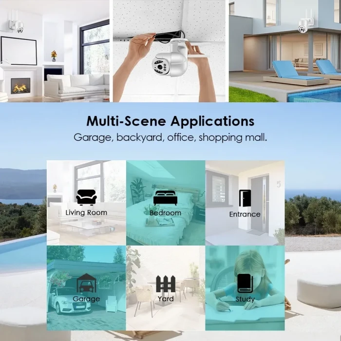 Full Hd 1080P IP66 Wifi Akıllı Haraket Sensörlü Takip 4x Zoom Su Geçirmez Ip Kamera (4887)