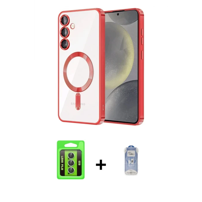Galaxy S23 Kılıf Nova Işık Özel Seri - Siyah Joko Magic 5D Cam + Raze Metal Kamera Lens - YL
