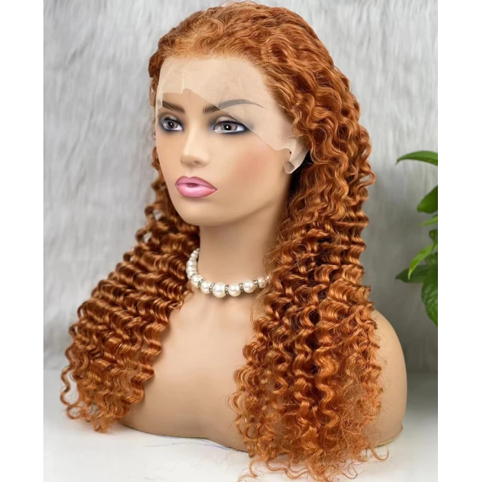 Gerçek Front Lace Tül Peruk - Afro Dalgalı - Bakır 70-75cm