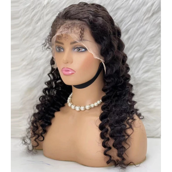 Gerçek Front Lace Tül Peruk - Derin Dalgalı - Doğal 60-65cm