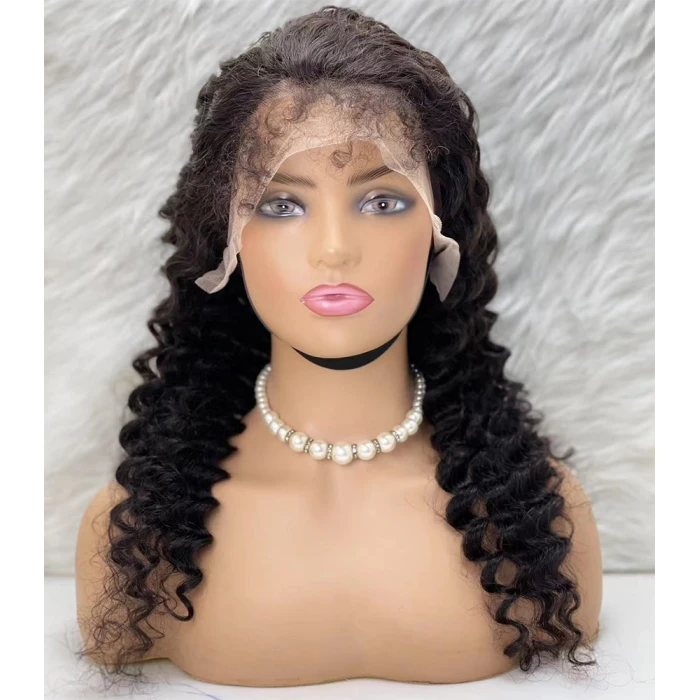 Gerçek Front Lace Tül Peruk - Derin Dalgalı - Doğal 65-70cm