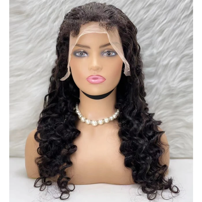 Gerçek Front Lace Tül Peruk - Yoğun Dalgalı - Doğal 65-70cm