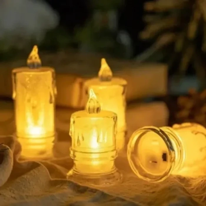 Gerçekçi Titrek Alev Efektli Pilli LED Mum 12li Paket
