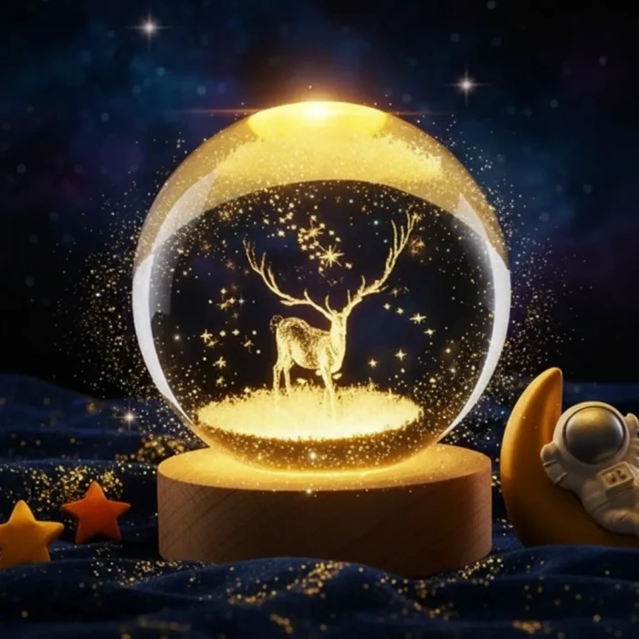 Geyik Tasarımlı Usbli Cam Küre