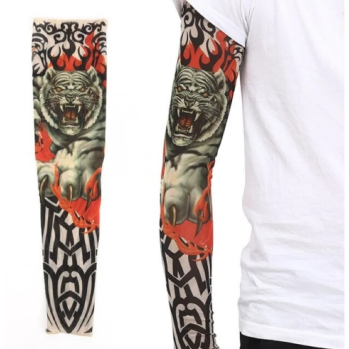 Giyilebilir Kol Dövmesi Çorap Dövme 3D Baskılı Kol Bacak Dövme 2 Adet Model 3 (4887)
