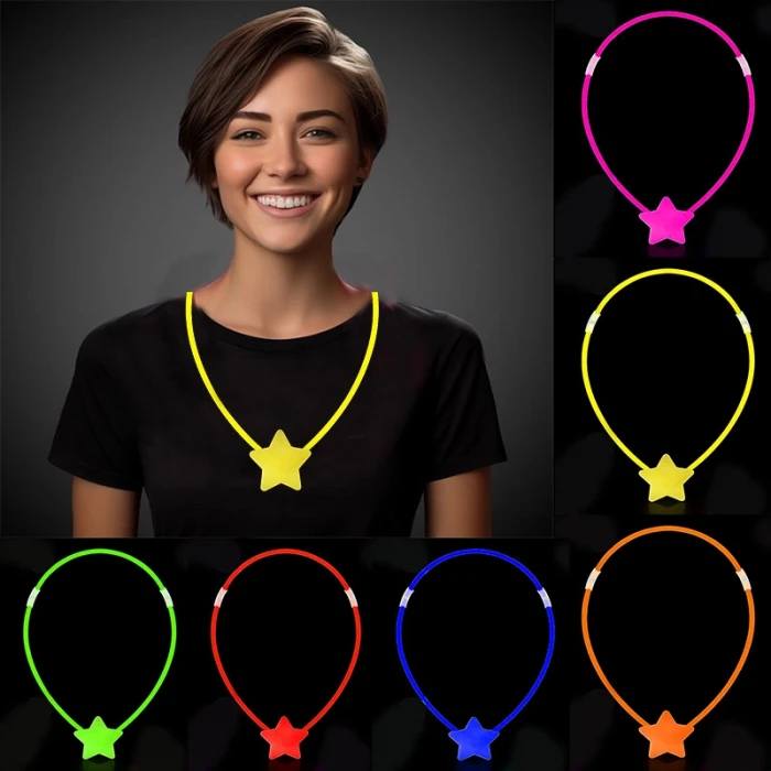 ieg™ Glow  Yıldız Kolye - Glow Kolye - Glow Partisi Yıldız Kolye 6 Adet