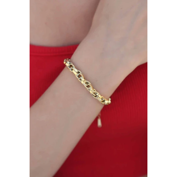 ietaks™ Gold Renk Çelik Zincir Kadın Bileklik