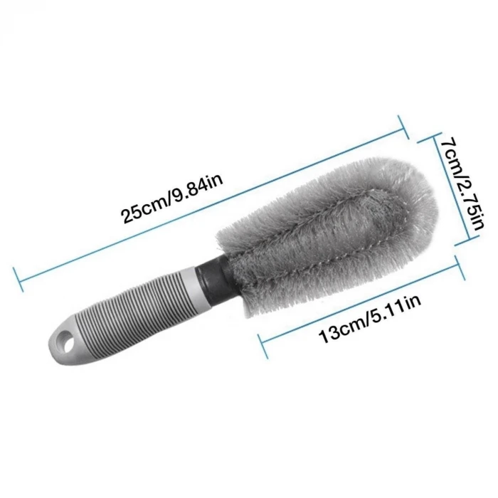 Gri Oto Jant Temizleme Fırçası – Ergonomik Saplı, Lastik ve Jant Detay Temizliği İçin Güçlü Kıllı Fırça (4887)