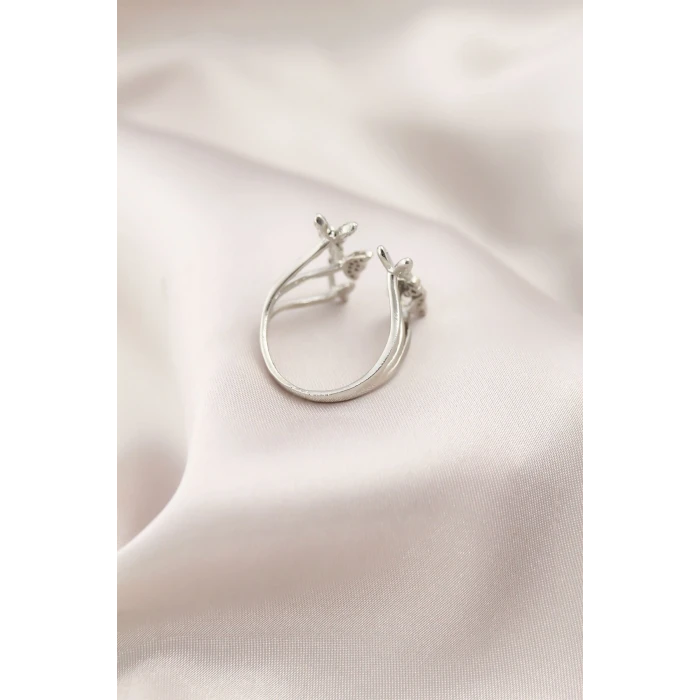 Gümüş Renk Metal Kelebek Model Kadın Yüzük - TJ-BYK2190