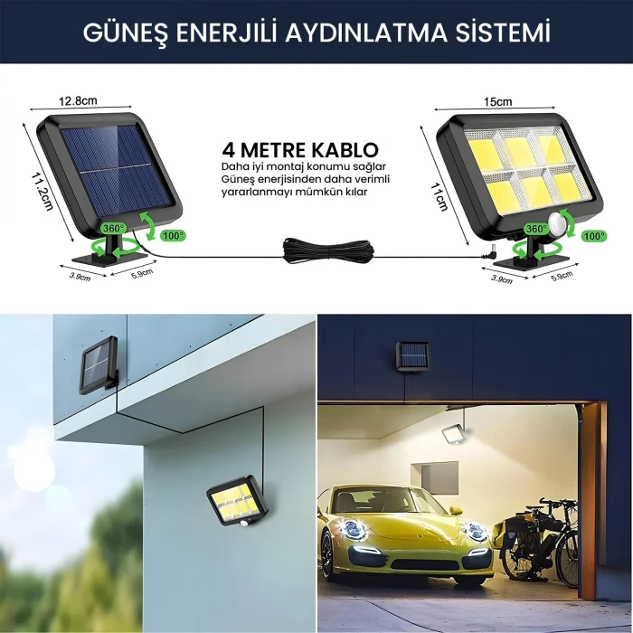 Güneş Enerjili Hareket Sensörlü Bahçe Lambası SL-F100