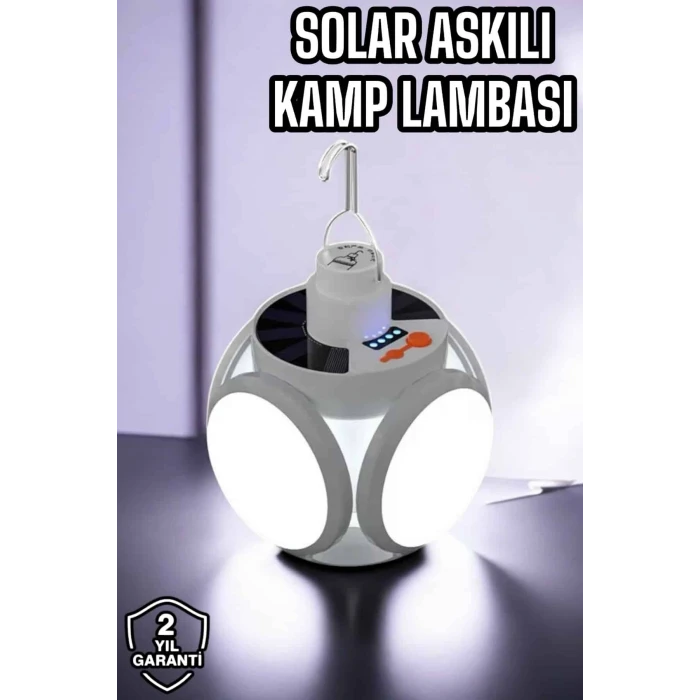 Güneş Enerjili Solar Aydınlatma Kamp Çadır Lambası Şarjlı Ampül Led Şarjlı El Feneri Işıldak