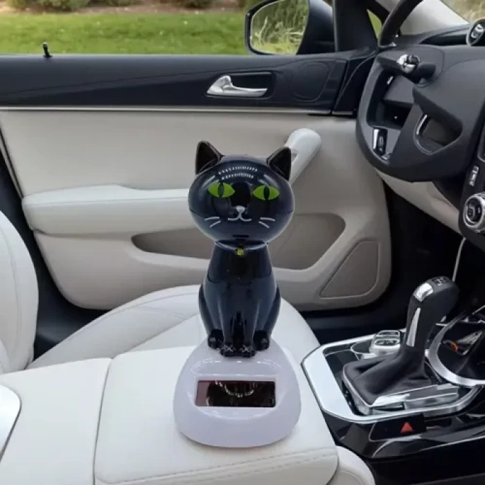 Güneş Enerjili Solar Sallanan Kedi Figürü