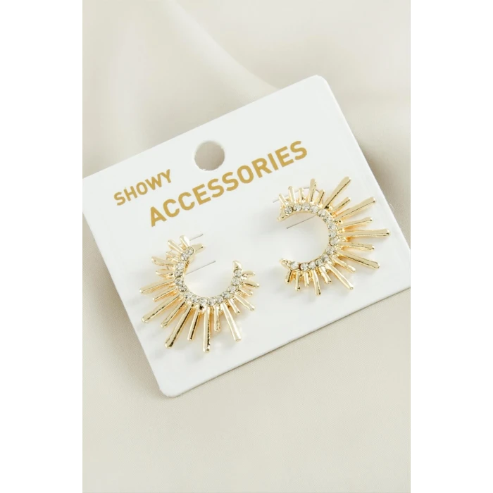 Güneş Trend Taşlı Metal Küpe