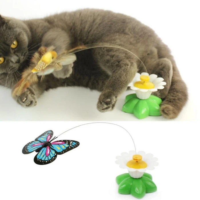 Hareketli Dönen Kelebek - Kedi Oyuncağı ( Pille Çalışır) (K95)