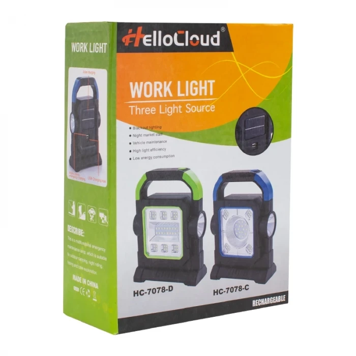 HC7078C 3 Çalışma Modlu Cob Ledli Solar Taşınabilir Şarjlı Solar Lamba