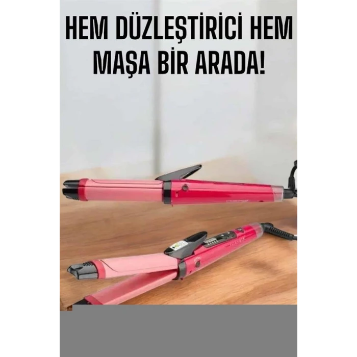 Hem Düzleştirici Hem Maşa Saç Şekillendirici