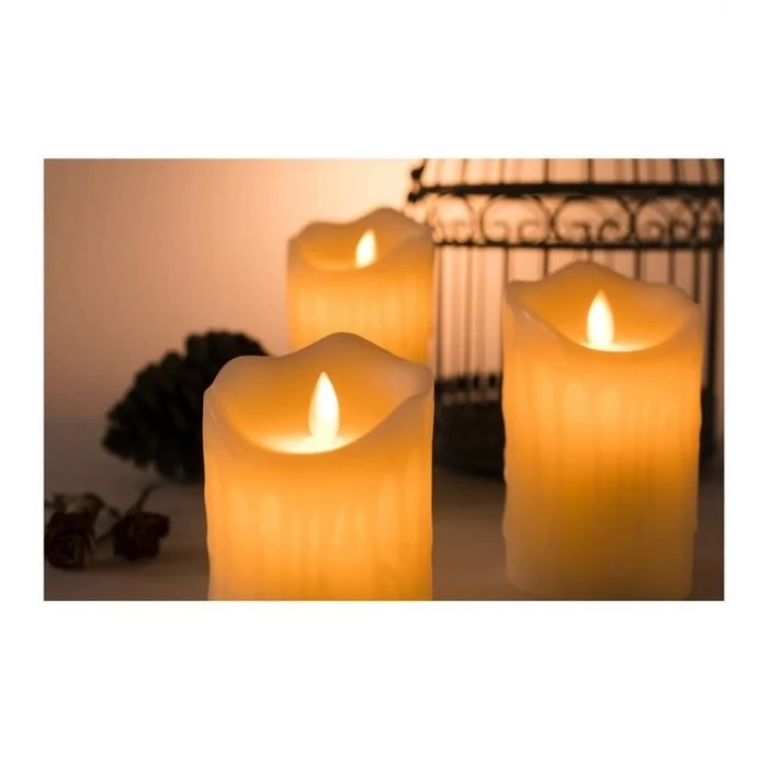 ieg ™ 1 Adet Erimiş Görünümlü Hareketli Alevli Led Mum 7 cm Boy