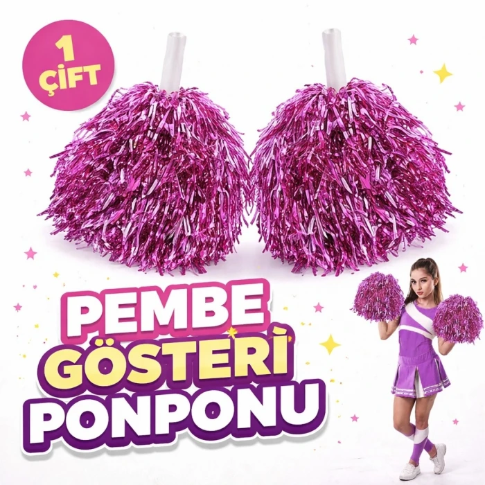 ieg™ 1 Çift Pembe Okul Gösteri Ponponları Ekstra Dolgun
