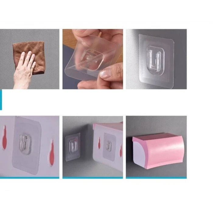 ieg™ 10 Adet Şeffaf Çift Taraflı Yapışkanlı Geçmeli Klips Eşya Sabitleme Askısı