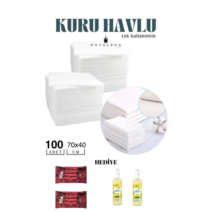 İEG 100 Adet Tek Kullanımlık Havlu Hasta Bakım Bebek Bakım Manikür Pedikür Havlusu HEDİYELİ