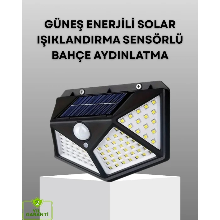 ieg™ 100 LED Solar Lamba Hareket Algılamalı Bahçe Duvar Dış Mekan Aydınlatma