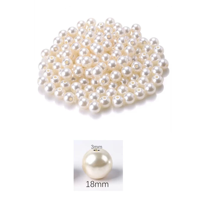 İEG 1.000 gram (1 kg.) 18mm Krem Renk Plastik İnci Boncuk Çanta ve Takı Yapım Boncuğu (~220 adet)