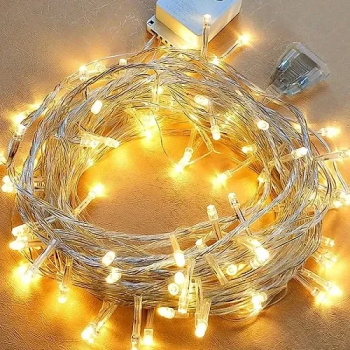 ieg™ 10m 60 LED Pilli 2 Kademeli Gün Işığı Şeffaf Kablo