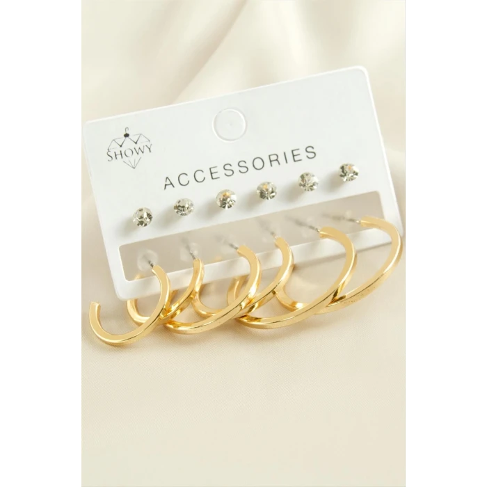 ieg™ 12 Adet Ezme Taşlı Halka Küpe