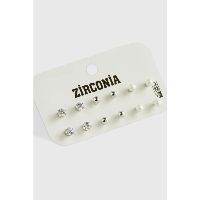 ieg™ 12 Adet İnci Zirkon Tek Taşlı Küpe