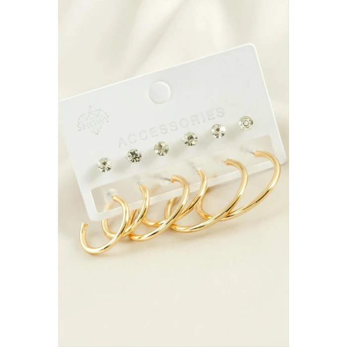 ieg™ 12 Adet Taşlı Halka Küpe