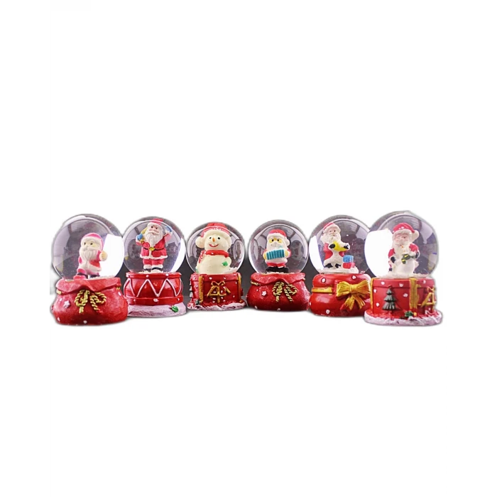 ieg ™ 12 Adet Yeni Yıl 2024  Yılbaşı Temalı Mini Boy Işıklı Kar Küresi 6,5 cm