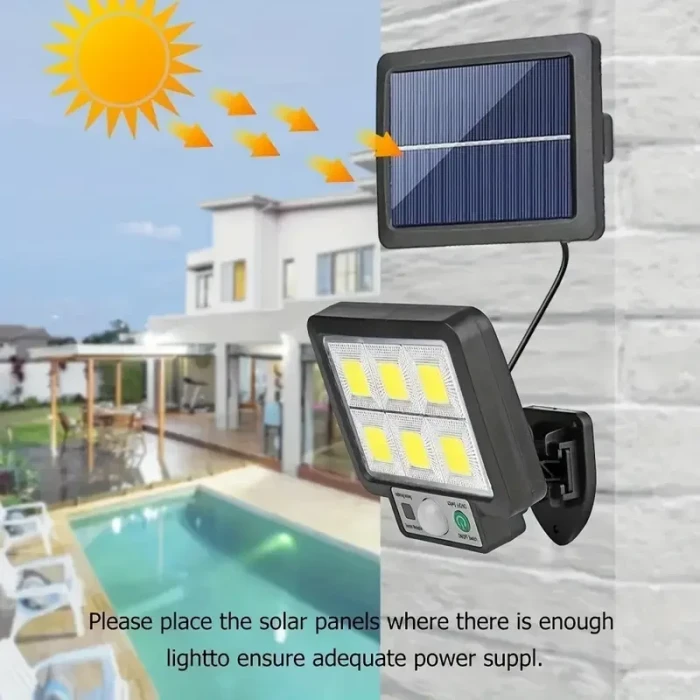 İEG 120 Cob LED Solar Panel Güneş Enerjili 3 Mod Duvar Lambası